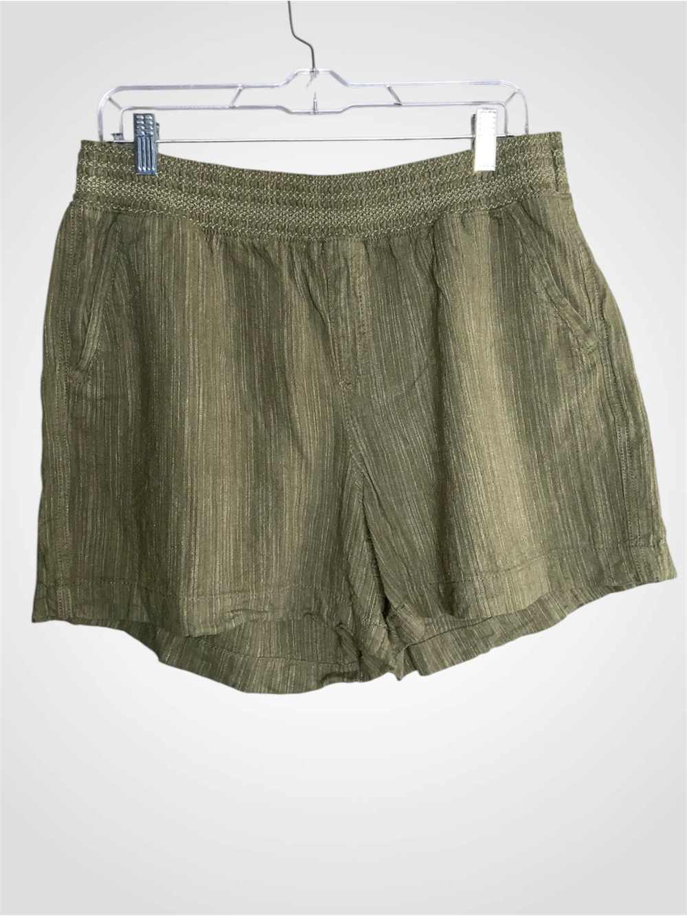 Briggs New York Olive Green Linen Blend High-Waist Casual Shorts XL